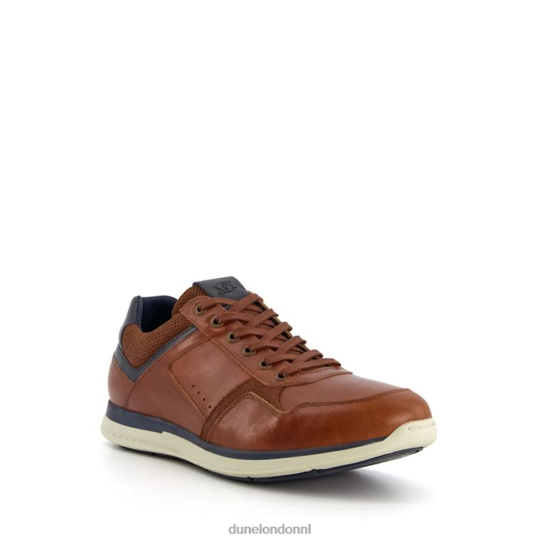 Heren R6DFZ888 Tijm bruinen Dune London Sneakers met brede pasvorm en veters