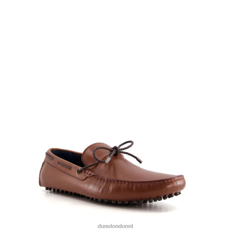 Heren R6DFZ679 gebonden bruinen Dune London leren slip-on bestuurdersschoenen