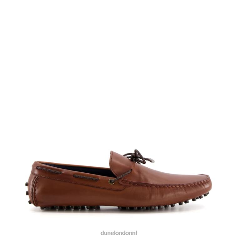 Heren R6DFZ679 gebonden bruinen Dune London leren slip-on bestuurdersschoenen