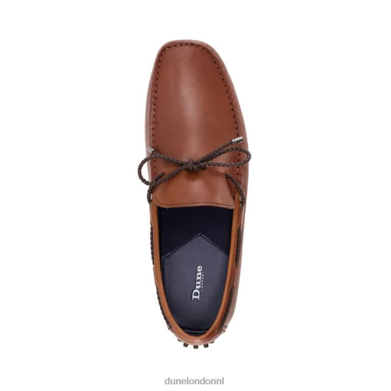 Heren R6DFZ679 gebonden bruinen Dune London leren slip-on bestuurdersschoenen