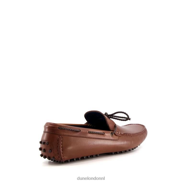 Heren R6DFZ679 gebonden bruinen Dune London leren slip-on bestuurdersschoenen