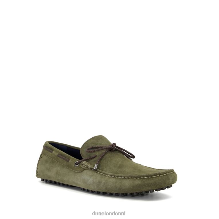 Heren R6DFZ779 gebonden khaki Dune London leren slip-on bestuurdersschoenen