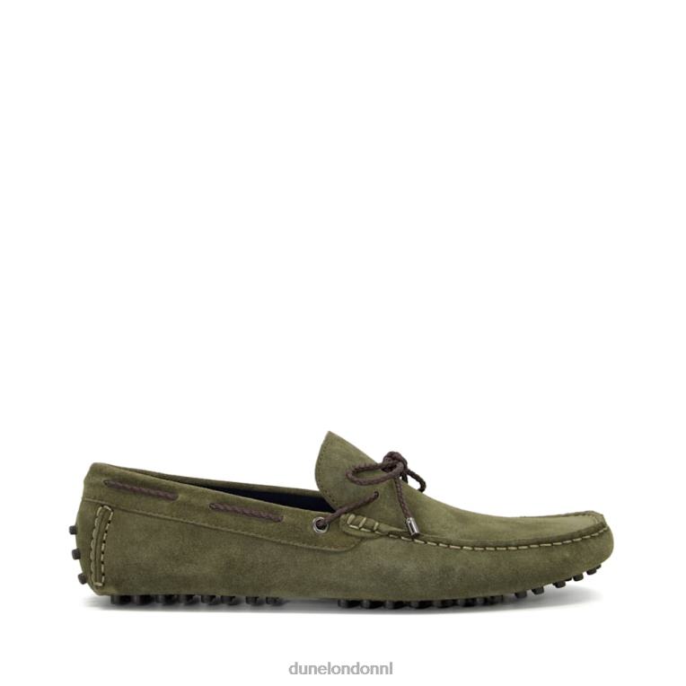 Heren R6DFZ779 gebonden khaki Dune London leren slip-on bestuurdersschoenen