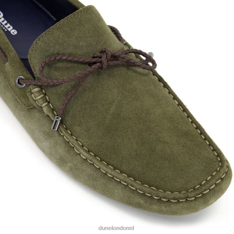 Heren R6DFZ779 gebonden khaki Dune London leren slip-on bestuurdersschoenen