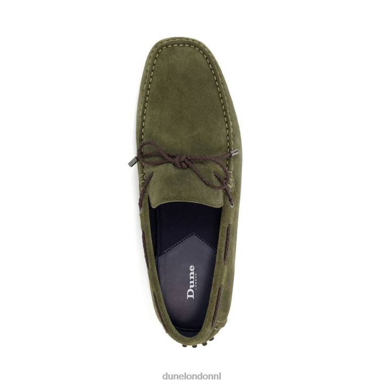 Heren R6DFZ779 gebonden khaki Dune London leren slip-on bestuurdersschoenen