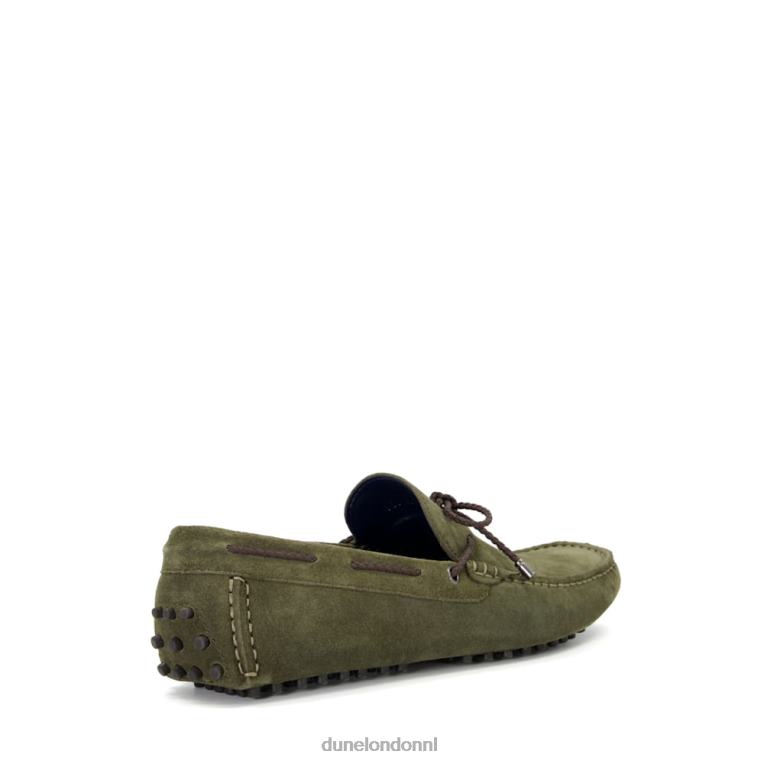 Heren R6DFZ779 gebonden khaki Dune London leren slip-on bestuurdersschoenen