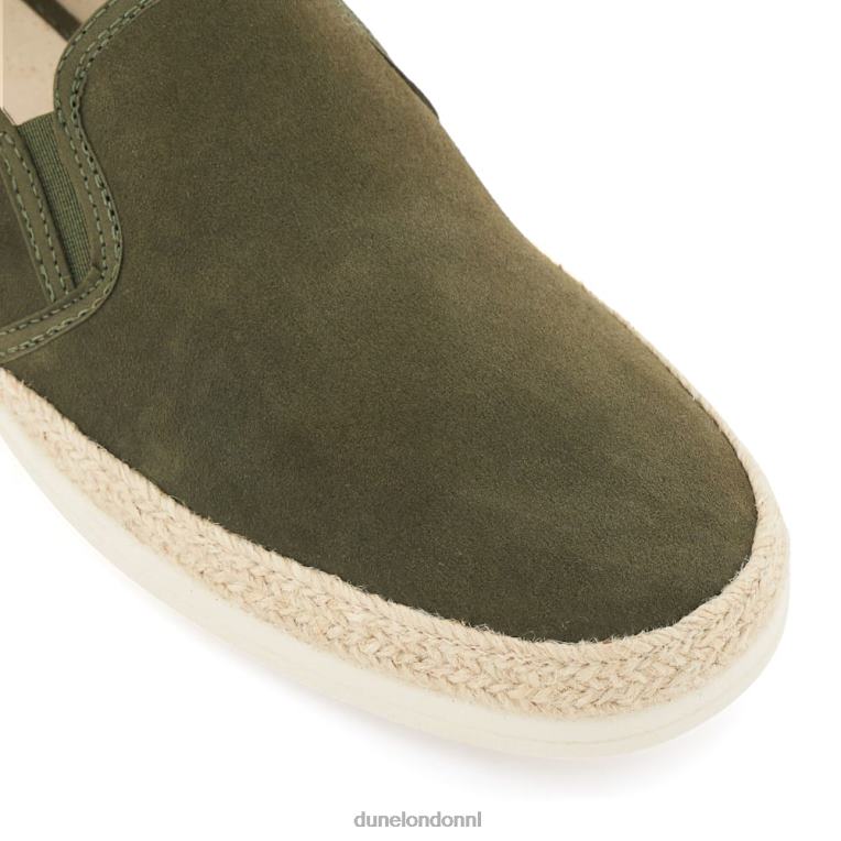 Heren R6DFZ802 val khaki Dune London casual schoenen van suède met geweven details