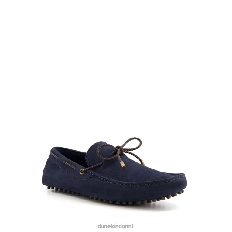 Heren R6DFZ860 gebonden donker marine Dune London leren slip-on bestuurdersschoenen