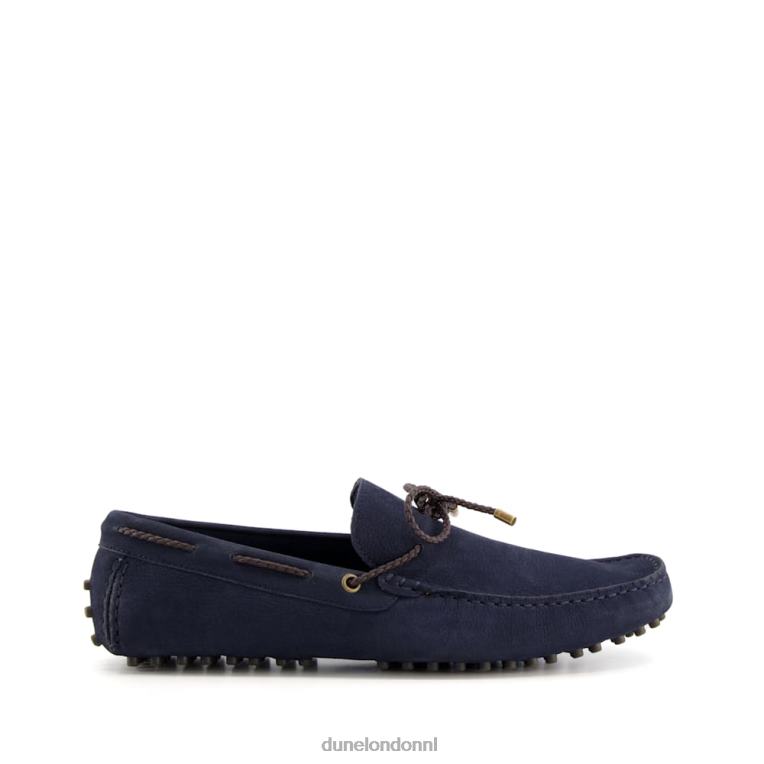 Heren R6DFZ860 gebonden donker marine Dune London leren slip-on bestuurdersschoenen