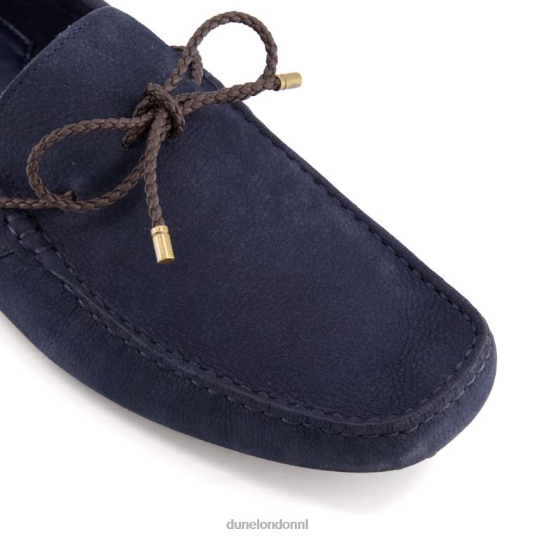 Heren R6DFZ860 gebonden donker marine Dune London leren slip-on bestuurdersschoenen