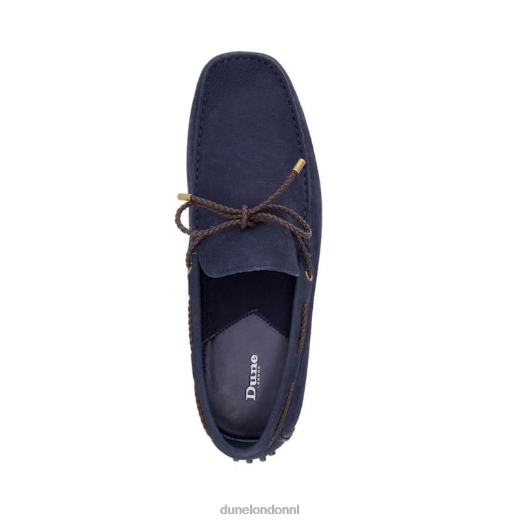 Heren R6DFZ860 gebonden donker marine Dune London leren slip-on bestuurdersschoenen