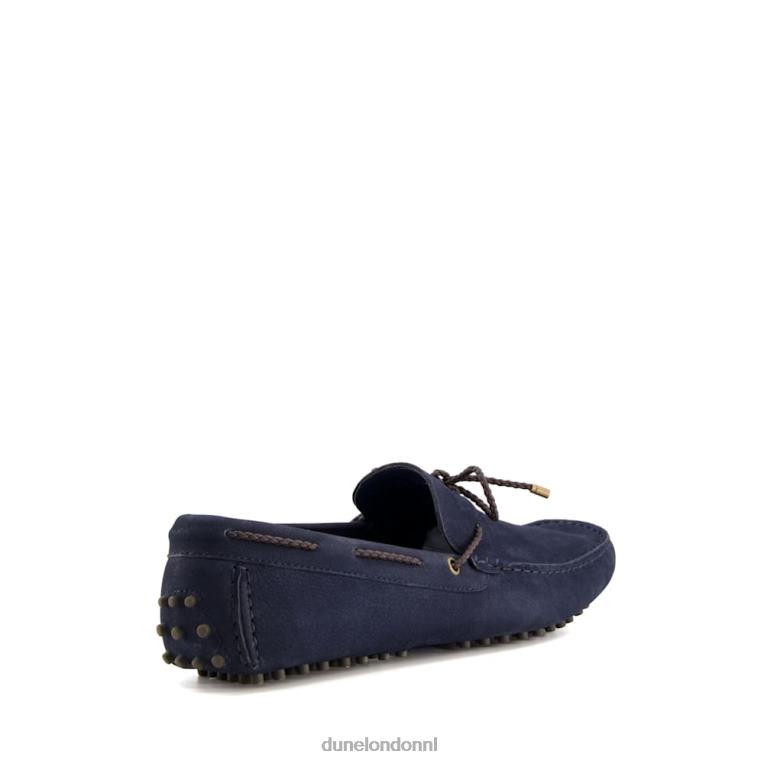 Heren R6DFZ860 gebonden donker marine Dune London leren slip-on bestuurdersschoenen