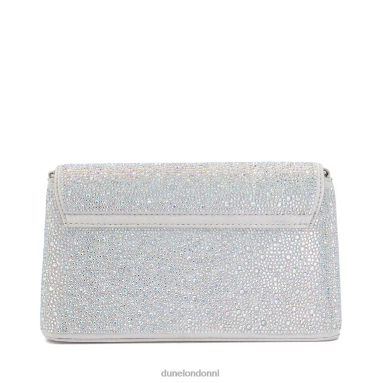 vrouwen R6DFZ224 straalde zilver Dune London Metallic clutch met diamantjes