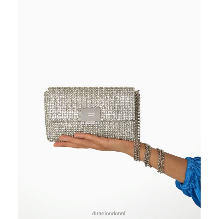 vrouwen R6DFZ423 ontwijken zilver Dune London Met diamanten versierde clutch