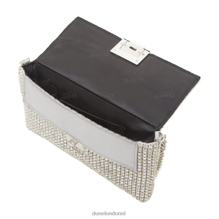 vrouwen R6DFZ423 ontwijken zilver Dune London Met diamanten versierde clutch