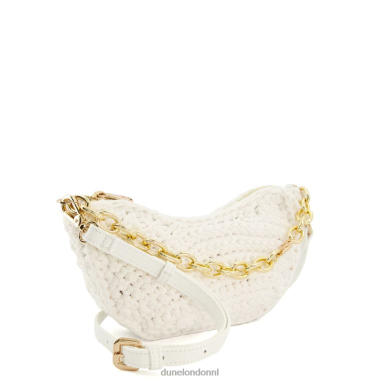 vrouwen R6DFZ141 verdomd wit Dune London kleine crossbodytas van raffia met kettingdetail