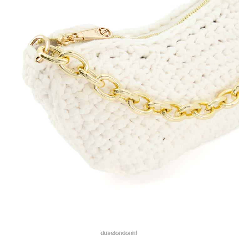 vrouwen R6DFZ141 verdomd wit Dune London kleine crossbodytas van raffia met kettingdetail