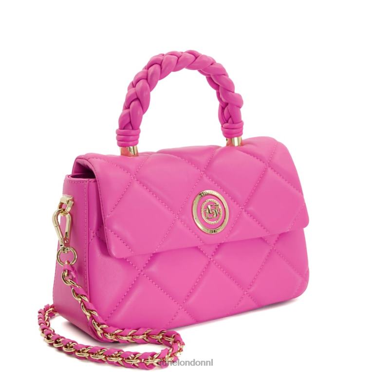 vrouwen R6DFZ182 hertogin p fuchsia Dune London kleine gewatteerde handtas met gevlochten handvat aan de bovenkant