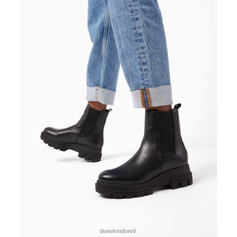 vrouwen R6DFZ378 bewezen zwart Dune London leren chelsea boots met dikke zool