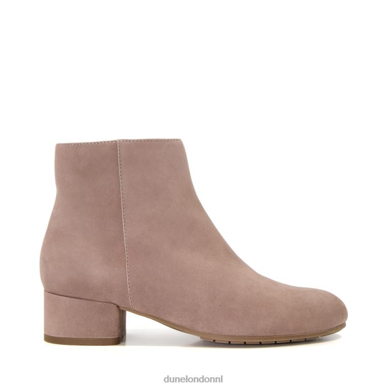 vrouwen R6DFZ495 pippie taupe Dune London Suède enkellaarsjes met lage hak