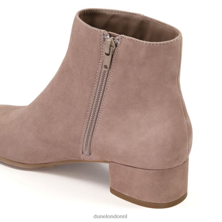 vrouwen R6DFZ495 pippie taupe Dune London Suède enkellaarsjes met lage hak