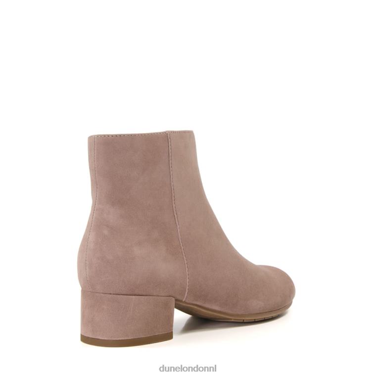 vrouwen R6DFZ495 pippie taupe Dune London Suède enkellaarsjes met lage hak