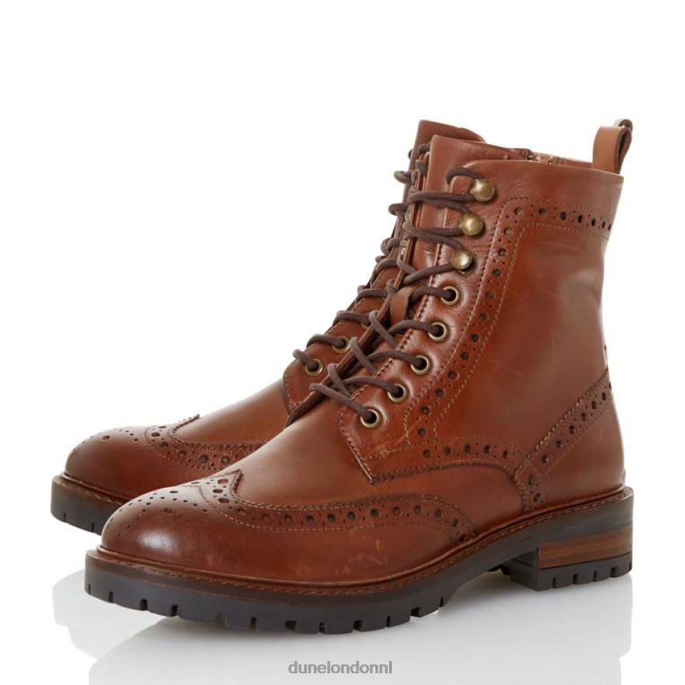 vrouwen R6DFZ663 puur bruinen Dune London Enkellaarzen met vetersluiting en broguedetail