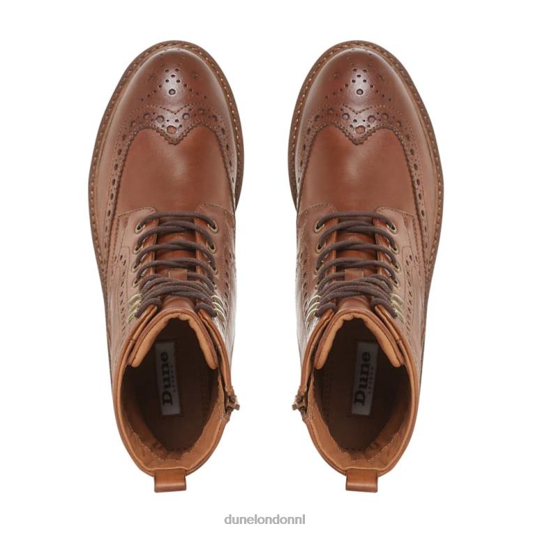 vrouwen R6DFZ663 puur bruinen Dune London Enkellaarzen met vetersluiting en broguedetail