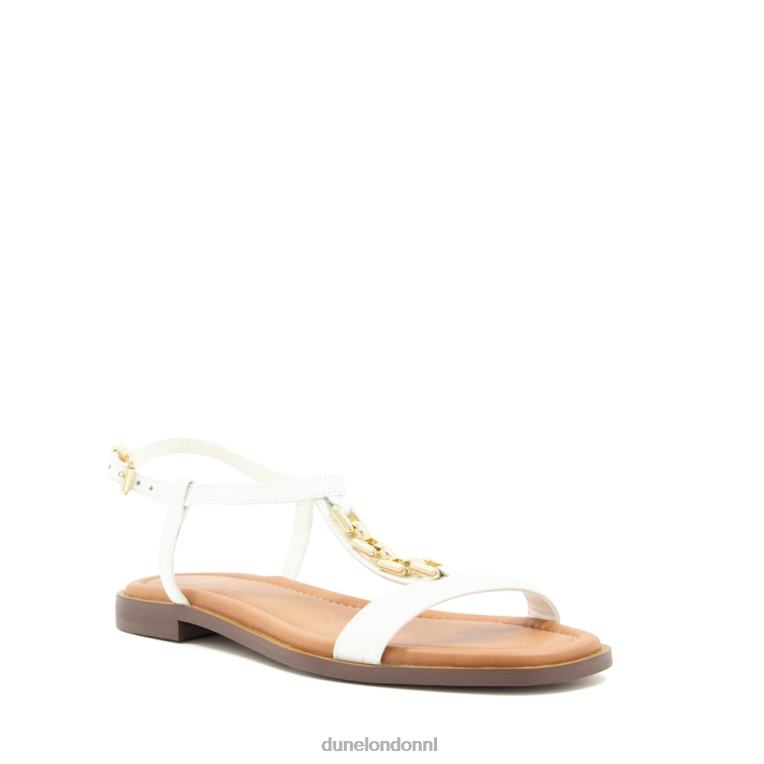 vrouwen R6DFZ101 lotje wit Dune London Platte sandalen met ketenkroko-effect