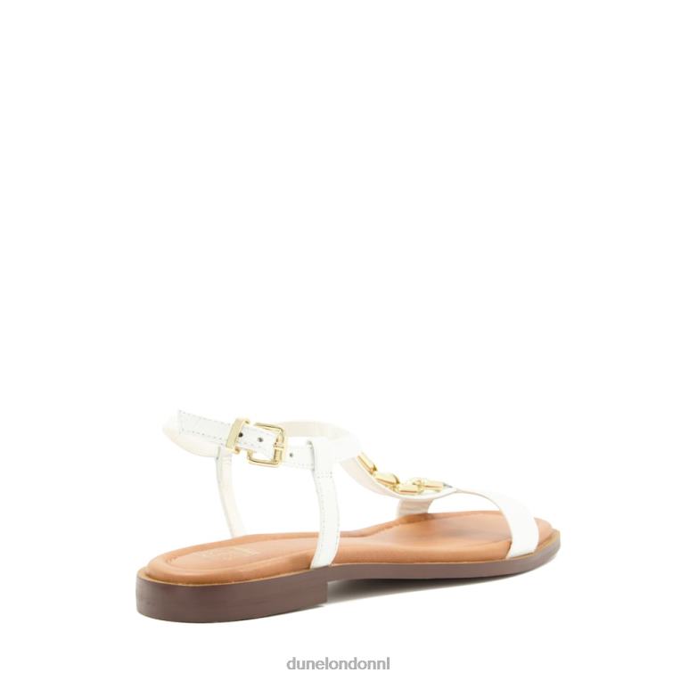 vrouwen R6DFZ101 lotje wit Dune London Platte sandalen met ketenkroko-effect