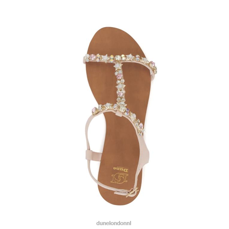 vrouwen R6DFZ126 Nissa ecru Dune London Platte sandalen versierd met juwelen