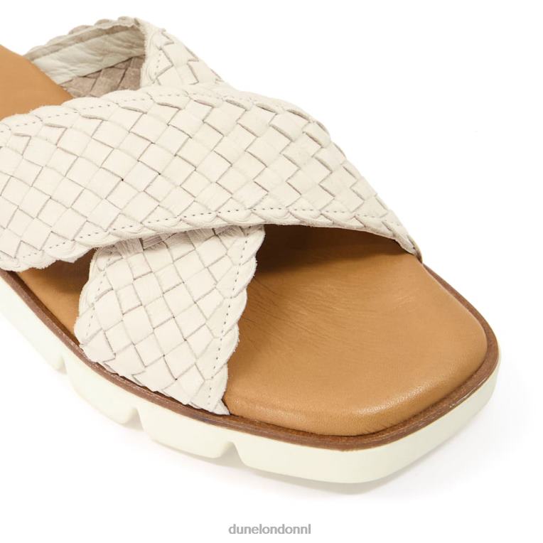 vrouwen R6DFZ320 Lexey ecru Dune London geweven leren sliders