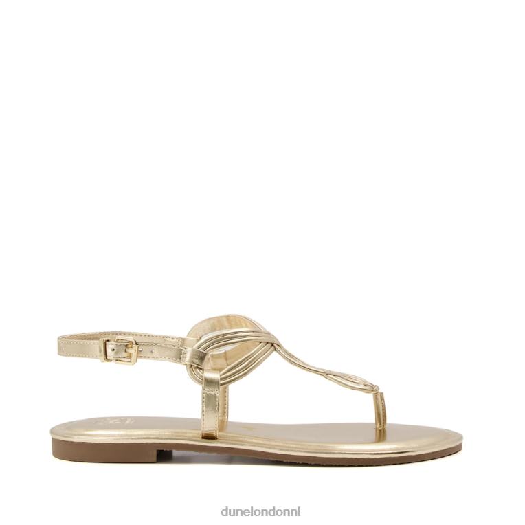 vrouwen R6DFZ331 logica goud Dune London draai sandalen met teenstijl