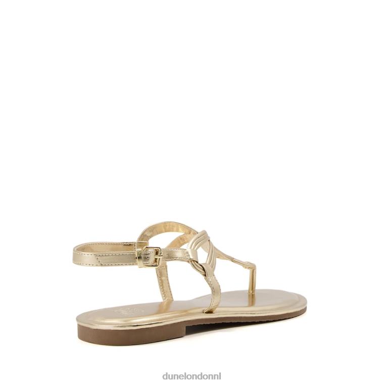 vrouwen R6DFZ331 logica goud Dune London draai sandalen met teenstijl