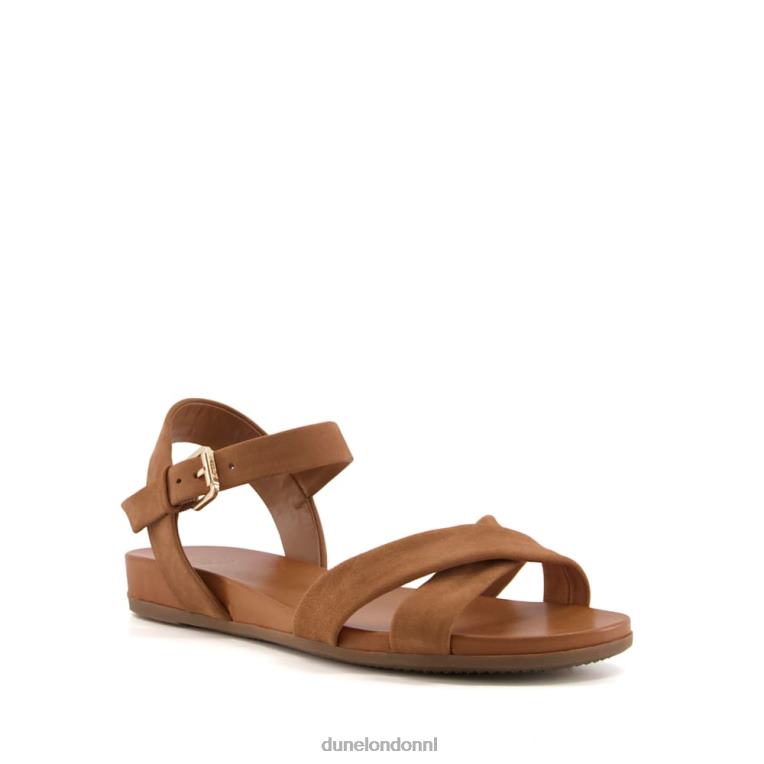 vrouwen R6DFZ336 landje kameel Dune London Leren sandalen met brede pasvorm