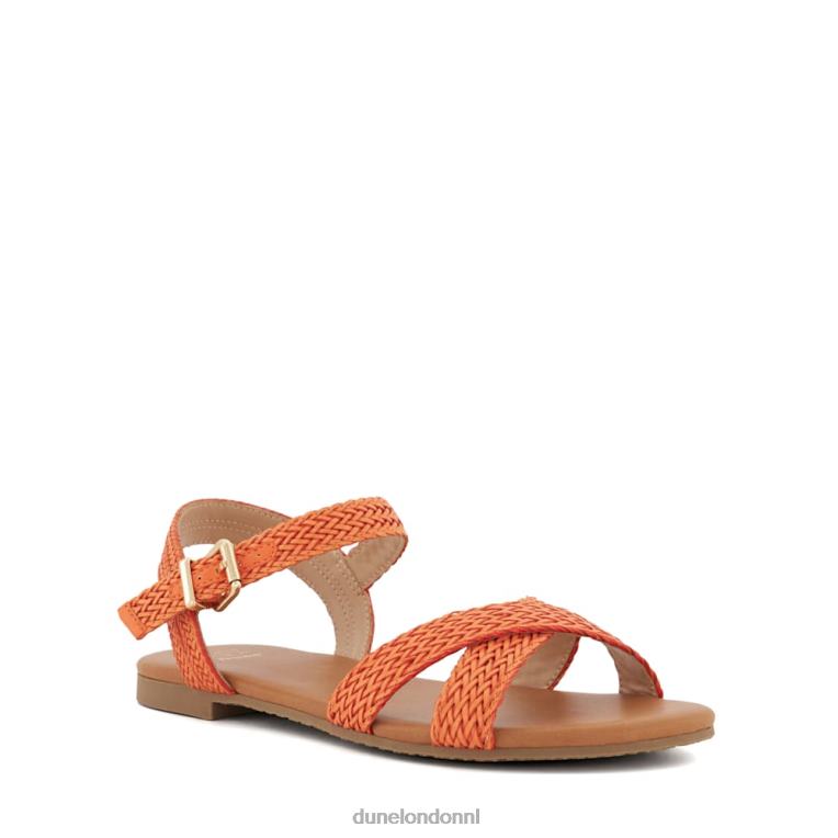 vrouwen R6DFZ401 lalisa oranje Dune London Platte sandalen met geweven bandjes