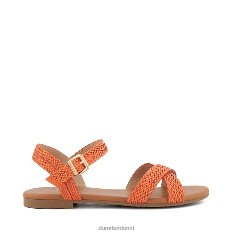 vrouwen R6DFZ401 lalisa oranje Dune London Platte sandalen met geweven bandjes