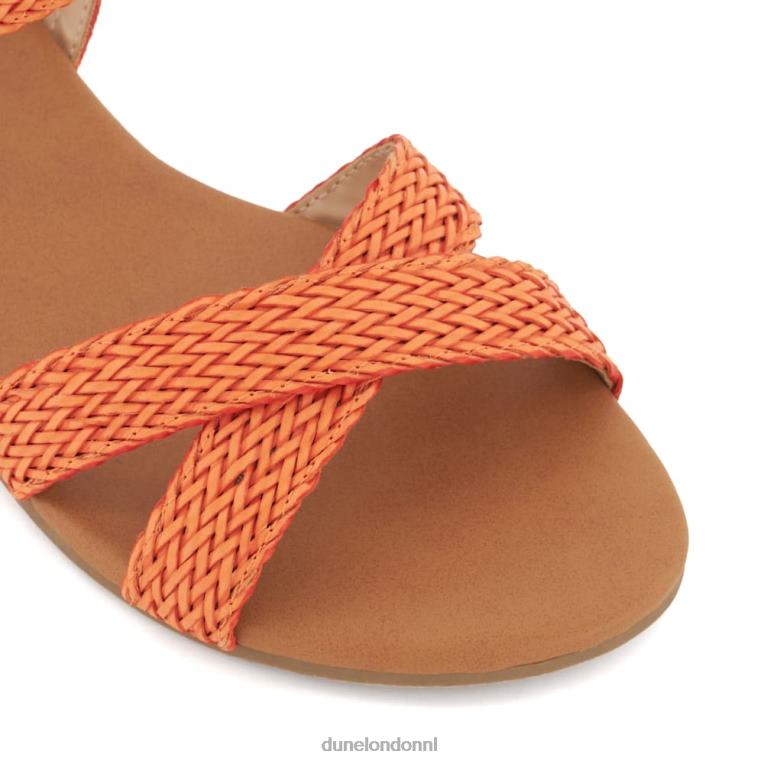 vrouwen R6DFZ401 lalisa oranje Dune London Platte sandalen met geweven bandjes