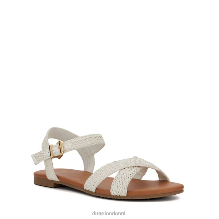 vrouwen R6DFZ405 lalisa wit Dune London Platte sandalen met geweven bandjes