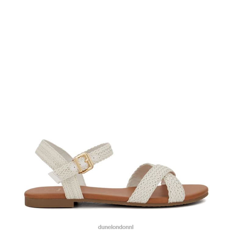 vrouwen R6DFZ405 lalisa wit Dune London Platte sandalen met geweven bandjes