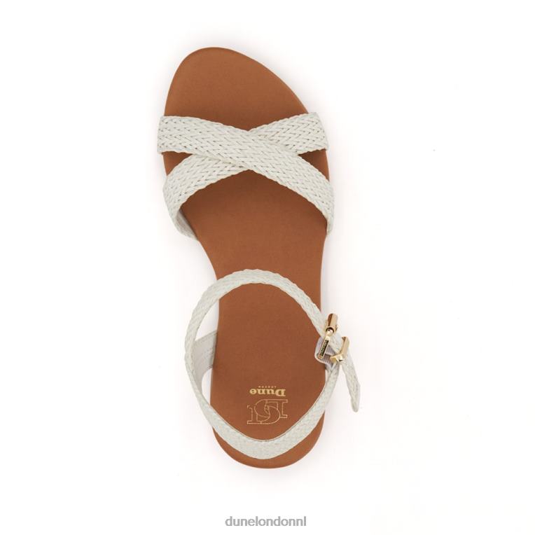 vrouwen R6DFZ405 lalisa wit Dune London Platte sandalen met geweven bandjes