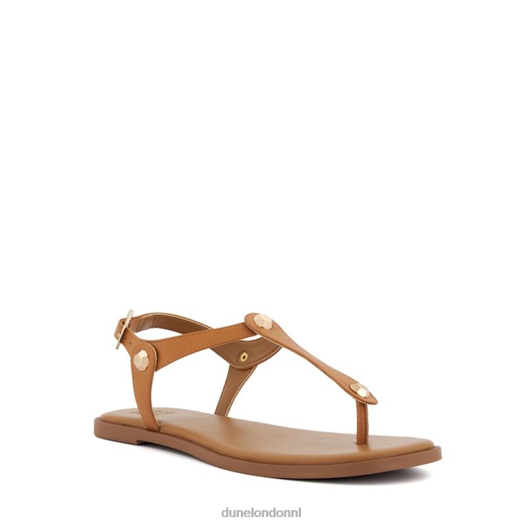 vrouwen R6DFZ406 later bruinen Dune London leren platte sandalen