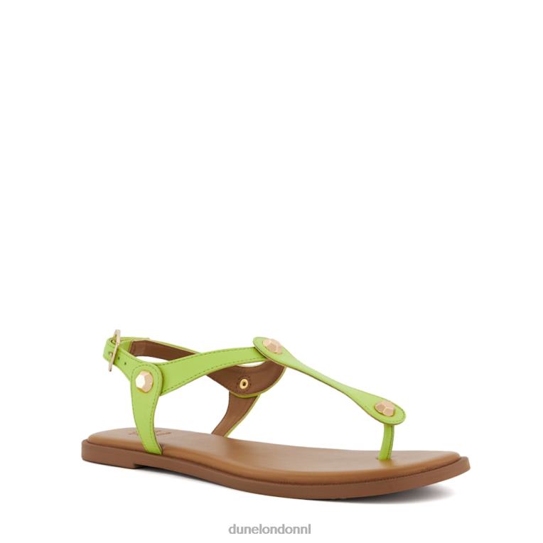 vrouwen R6DFZ410 later limoen groen Dune London leren platte sandalen