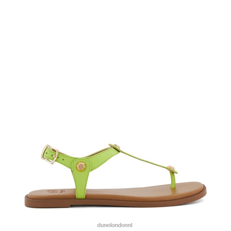 vrouwen R6DFZ410 later limoen groen Dune London leren platte sandalen