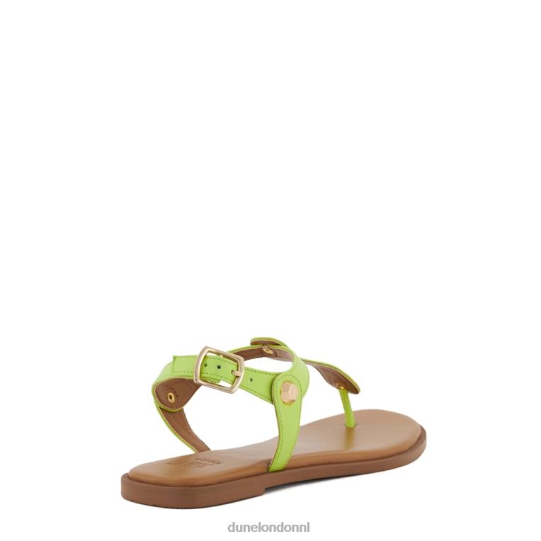 vrouwen R6DFZ410 later limoen groen Dune London leren platte sandalen