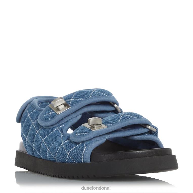 vrouwen R6DFZ416 lockstockk blauw Dune London Platte sandalen met dubbele band en draaisluiting - Klik op de afbeelding om het venster te sluiten