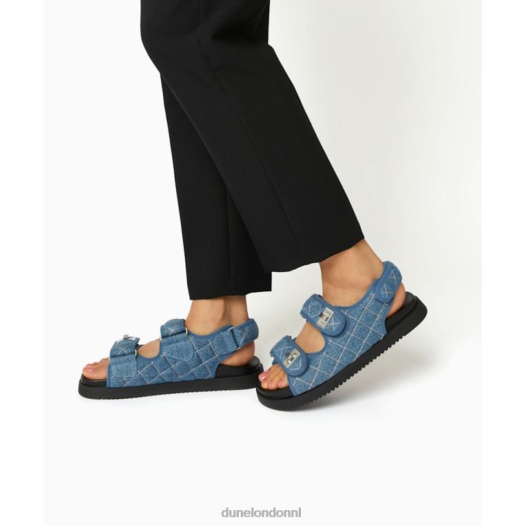 vrouwen R6DFZ416 lockstockk blauw Dune London Platte sandalen met dubbele band en draaisluiting