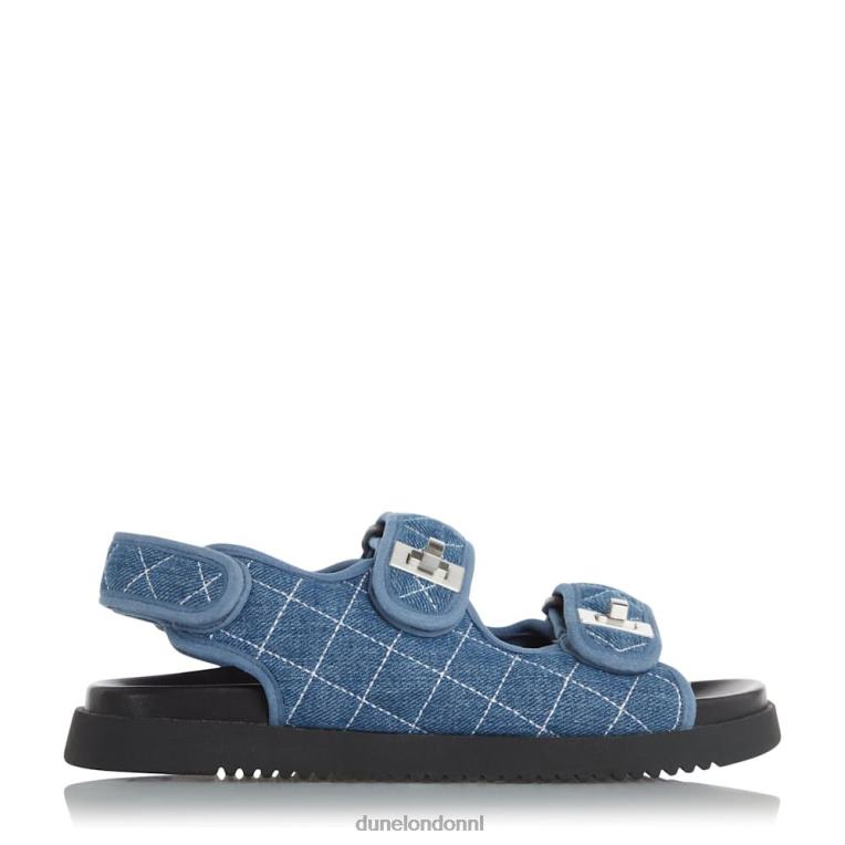 vrouwen R6DFZ416 lockstockk blauw Dune London Platte sandalen met dubbele band en draaisluiting