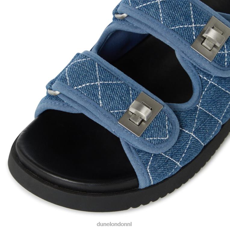 vrouwen R6DFZ416 lockstockk blauw Dune London Platte sandalen met dubbele band en draaisluiting