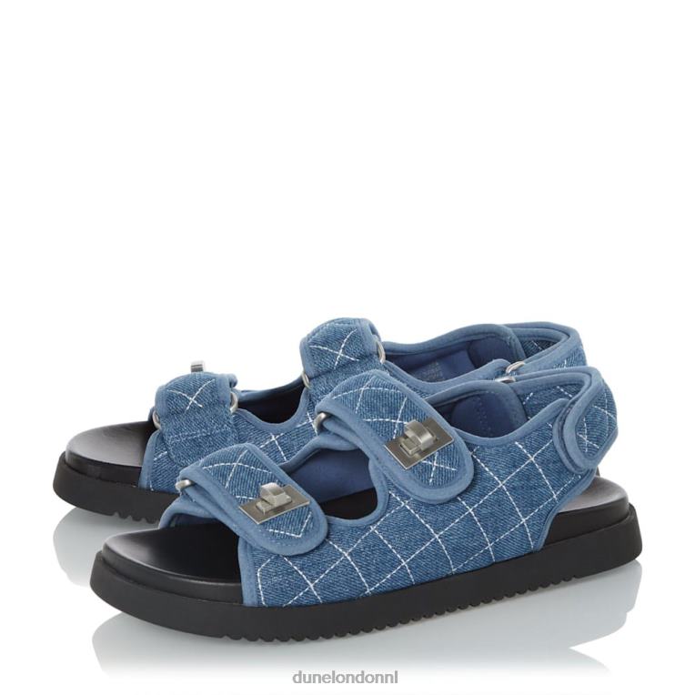 vrouwen R6DFZ416 lockstockk blauw Dune London Platte sandalen met dubbele band en draaisluiting